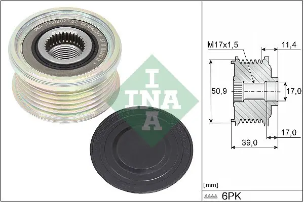 Шків генератора MAZDA 3, CX-3, CX-5, MX-5 IV, MX-5 RF TARGA 2.0/2.5 11.16- INA 535 0358 10 (фото 1)