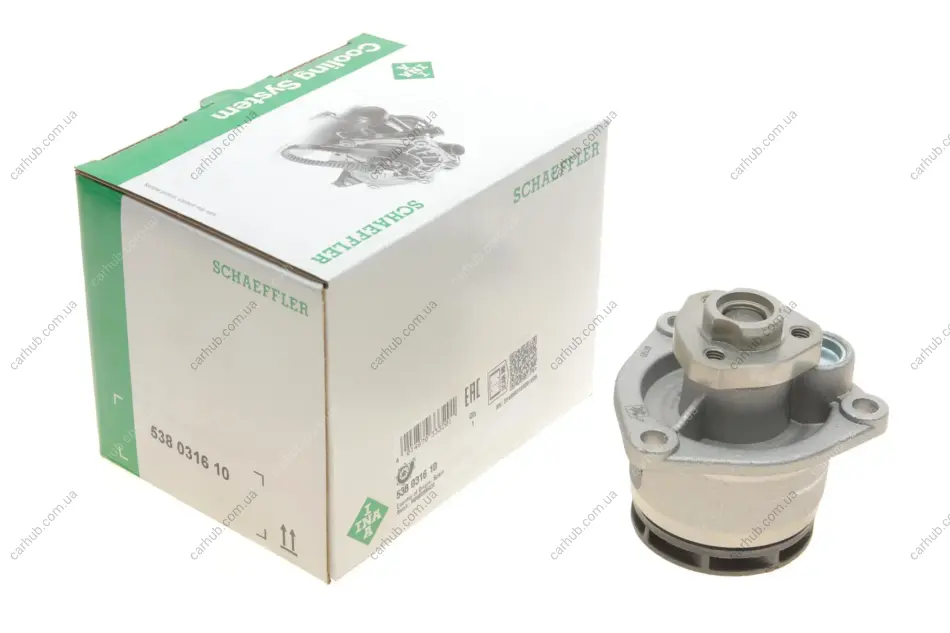 Насос охолоджуючої рідини, з ущільненням OPEL ASTRA G, FRONTERA B, OMEGA B, SIGNUM, SINTRA, VECTRA B, VECTRA C, VECTRA C GTS, ZAFIRA A SAAB 9-3, 9-5 2.0D/2.2D 11.96-02.15 INA 538 0316 10 (фото 1)