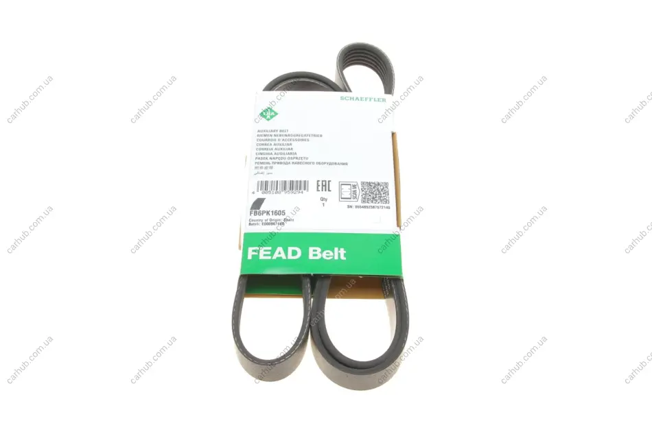 Ремінь генератора Opel Astra 1.7CDTi 03-/Renault Megane/Laguna 1.9-3.0 97-03/BMW 1 (E81/E87) 04-11 INA FB 6PK1605 (фото 1)
