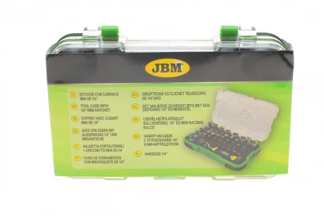 Набір інструментів комбінований 1/4" (головки, біти) 38 од. JBM 53156
