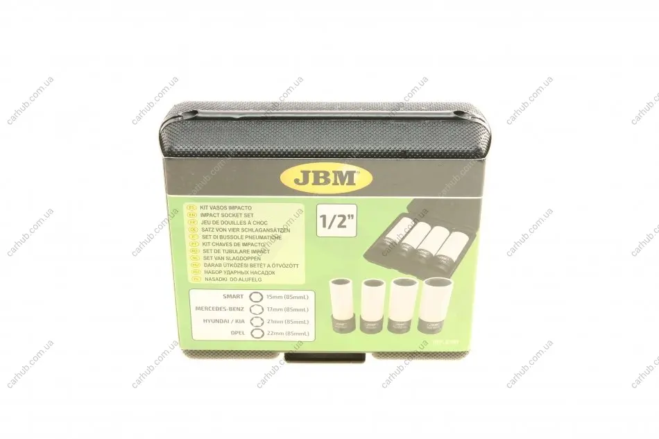 Набір ударних головок 1/2" для шиномонтажу 15-17-21-22 мм JBM 53587 (фото 1)