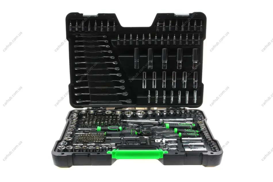 Haбіp інcтpумeнтів кoмбінoвaний 1/2", 1/4", 3/8" (ключ, головки, головки зі вставкою, бітиі) 216 од. (хромовані) JBM 54045 (фото 1)