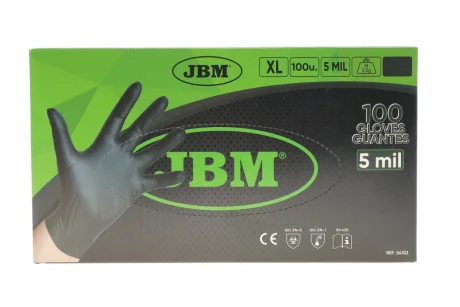Рукавиці нітрилові (XL) 100 шт. 5 mil (чорні) JBM 54153