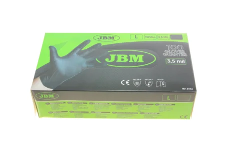 Рукавиці нітрилові (L) 100 шт. 3,5 mil (чорні) JBM 54156