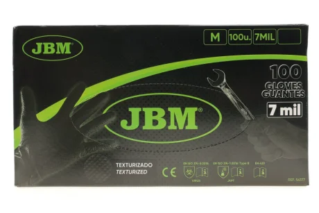 Рукавиці нітрилові (M) 100 шт. 7 mil (чорні Diamond texture) JBM 54177