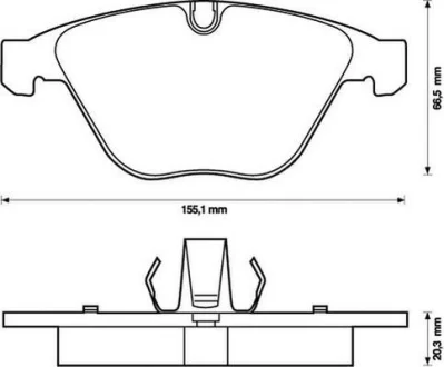 Гальмівні колодки пер. BMW 3 (E90)/X1 (E84) (ATE) 04-12 (155,1x68,5x20,3) Jurid 573210J
