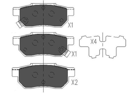 Тормозные колодки зад. Civic -01/Jazz 02- KAVO KBP-2007 (фото 1)
