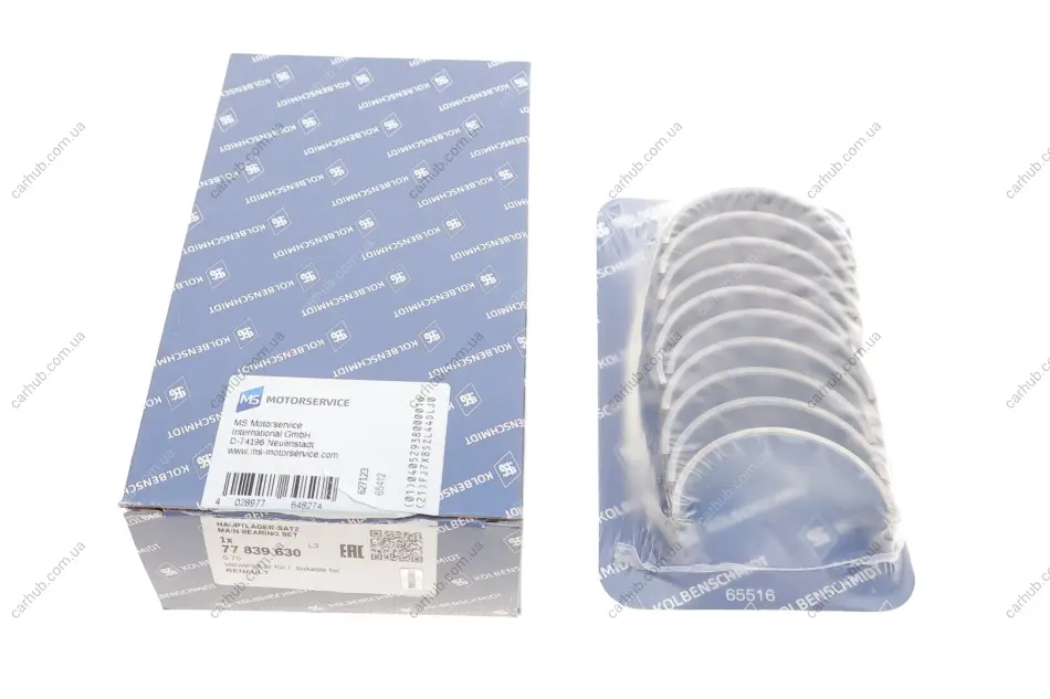 Вкладиші корінні Renault Clio/Kangoo/Megane/Scenic 1.4-1.6 16V/1.5 dCi 98- (+0.75) KOLBENSCHMIDT 77839630 (фото 1)