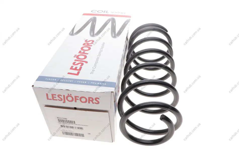 Пружина (передня) Daewoo Lanos 1.5/1.6 16V 97- (нах.зад.частина/седан) LESJOFORS 4017706 (фото 1)