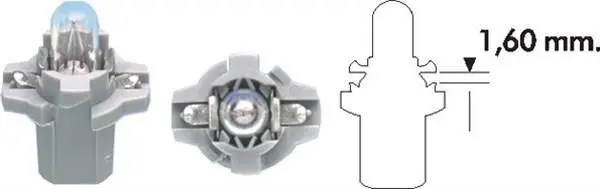 Автолампа PB7 12V 1.2W B8.7d (в щиток приладів/сіра) (PB7 1,2W 12V) MAGNETI MARELLI 002053400000 (фото 1)