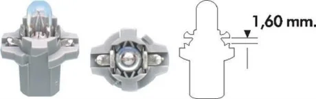 Автолампа PB7 12V 1.2W B8.7d (в щиток приладів/сіра) (PB7 1,2W 12V) MAGNETI MARELLI 002053400000
