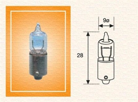 Автолампа H6W 12V 6W BAX9s Standard (H6W 12V) MAGNETI MARELLI 002701100000
