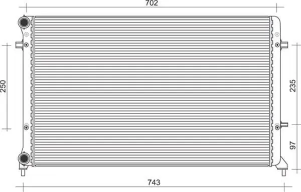 Радіатор двигуна AUDI A3 SEAT ALTEA, ALTEA XL, LEON, TOLEDO III SKODA OCTAVIA I, OCTAVIA II VW CADDY III, CADDY IV, EOS, GOLF PLUS V, GOLF V, GOLF VI, JETTA III, JETTA IV 1.4-2.5 08.00-09.20 MAGNETI MARELLI 350213853000 (фото 1)