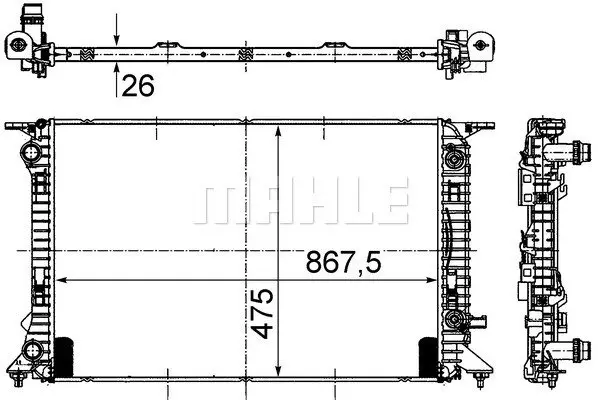 Радіатор охолодження Audi A4/A5/A6/Q3/Q5 1.4-3.0d 07-16 (АКПП) MAHLE MAHLE / KNECHT CR 910 000S (фото 1)