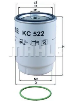 Паливний фільтр MAN TGL I, TGL II, TGM I, TGM II, TGS I, TGS II, TGX I, TGX II D0834LFL40-D3876LF16 01.04- MAHLE / KNECHT KC522D