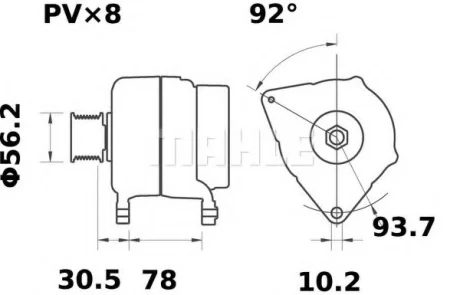 Генератор (14В, 95А, новий із заставою) JCB 3CX, 3CX-2, 3CX-4, 3CXC, 3CXS, 3CXT, 4CN, 4CN-4, 4CS, 4CX, 4CXC, 524-50, 526, 526-56, 527-55, 527-58, 531, 531-70WM, 536, 536-60, 536-60DS, 536-70 MAHLE / KNECHT MG 23