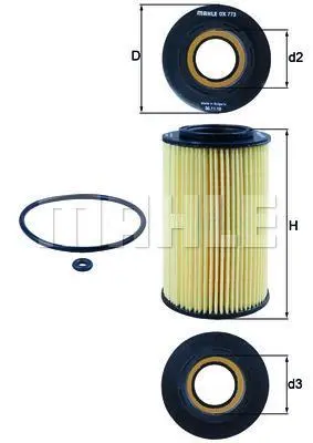 Фільтр масляний Hyundai Sonata / Kia Sorento 3.3 05- MAHLE / KNECHT OX 773D (фото 1)