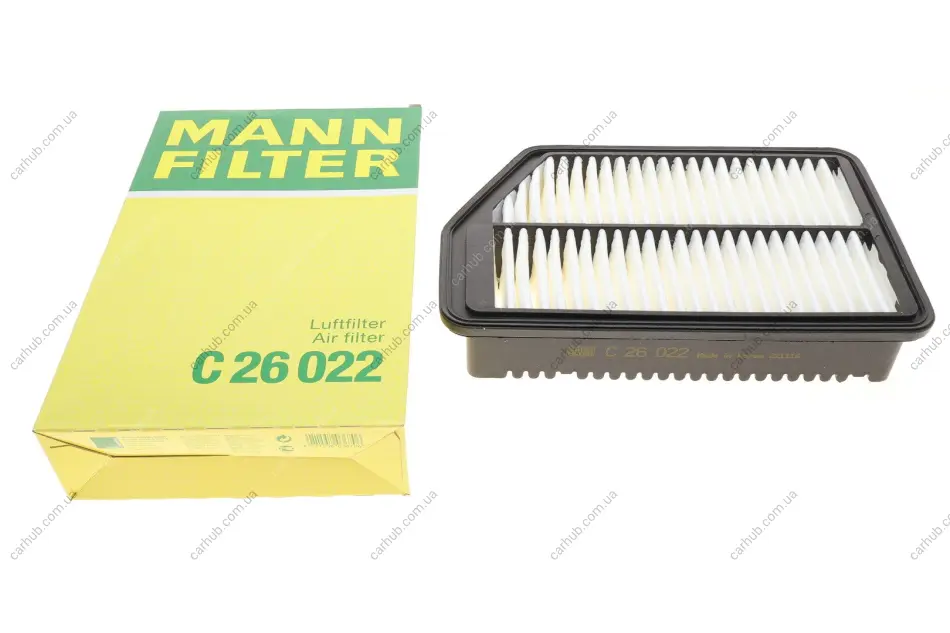 Фільтр повітряний (Фільтр повітряний) HYUNDAI ELANTRA IV, ELANTRA V, ELANTRA VI, I30 KIA CEE\'D, CERATO III, PRO CEE\'D 1.4-2.0 01.06- MANN C 26 022 (фото 1)