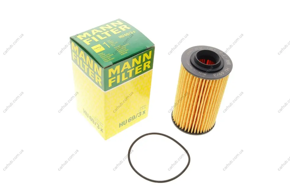 Масляний фільтр ALFA ROMEO 159, BRERA, SPIDER CADILLAC ATS, BLS, SRX CHEVROLET CAMARO OPEL INSIGNIA A, SIGNUM, VECTRA C, VECTRA C GTS SAAB 9-3, 9-5 2.8-3.6 03.05- MANN HU 69/3 X (фото 1)