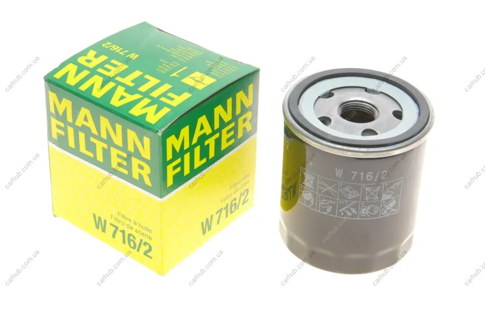 Масляний фільтр ALFA ROMEO GIULIETTA, MITO CITROEN C5 AIRCROSS, JUMPER III, JUMPY III, SPACETOURER FIAT 500L, 500X, TIPO JEEP RENEGADE PEUGEOT 508 II, BOXER, EXPERT 1.4-2.2D 09.09- MANN W 716/2 (фото 1)