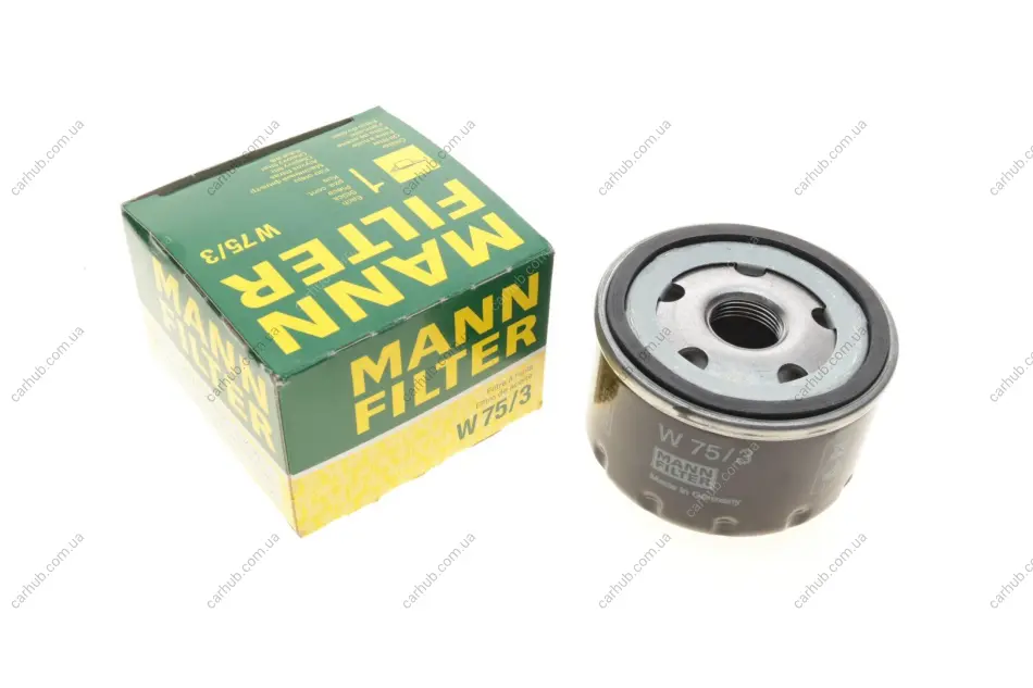 Фільтр масляний Renault Trafic 1.9DCI/Kangoo 1.5dCi/1.9D (h=50mm) (низький) -FILTER MANN W 75/3 (фото 1)
