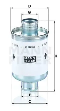 Масляний фільтр (фільтр, що вгвинчується) DEUTZ FAHR 60 AF, 60 F, 60 V, 70 F, 70 V, 80 F, 80 V, 90 F, 90 V, 60 A, 67, 70 A, 77, 80 A, 87, 195, 200 MK2, 200 MK3, L 720 HUERLI 6190 MASTER, 1200 MANN W 8032 (фото 1)