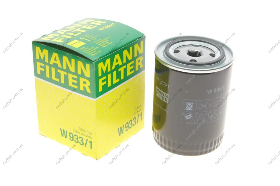 Фільтр масляний Ford Maverick 2.7TD 96-98/Nissan Pathfinder/Patrol 2.0-3.2d 86-97 -FILTER MANN W 933/1 (фото 1)