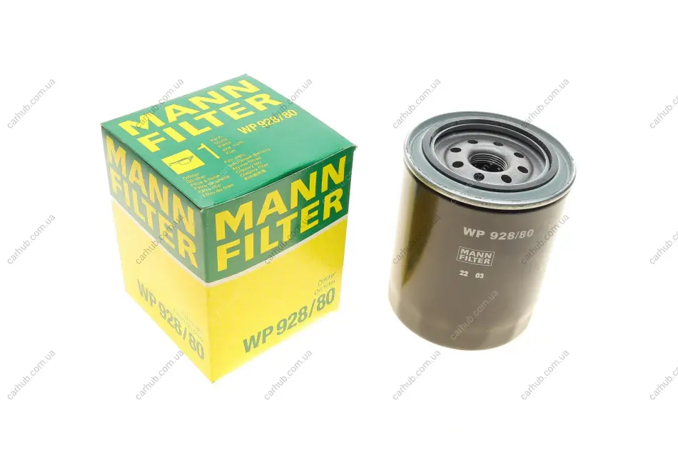 Фільтр масляний Ford Ranger/Mazda B-Serie/Toyota Avensis/Hiace/Hilux/Land Cruiser 2.0D-4.2D 81-07 -FILTER MANN WP 928/80 (фото 1)