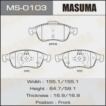 Колодки тормозные дисковые MASUMA MS0103 (фото 1)