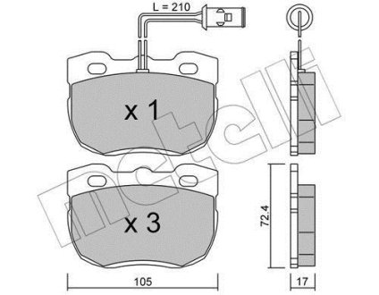 Колодки тормозные (передние) Land Rover Discovery/Range Rover 88-98 (+ датчик)) Metelli 22-0177-0