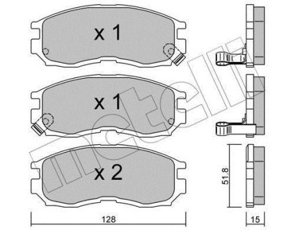 Тормозные колодки (передние) Mitsubishi Colt 90-96/Galant/Lancer 88-04/Space Wagon 91-98 Metelli 22-0224-0