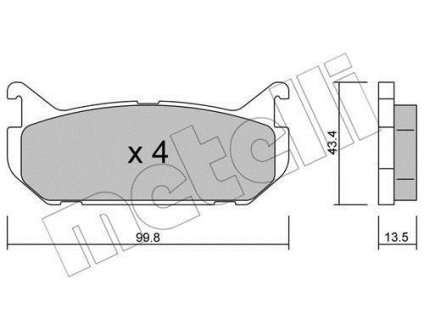 Тормозные колодки (задние) Mazda 626 91-02 Metelli 22-0303-0