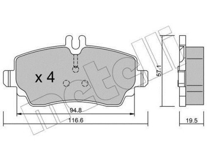 Тормозные колодки (передние) MB Vaneo (W414) 02-05 Metelli 22-0310-1