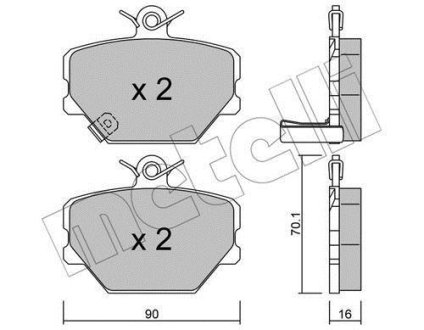 Тормозные колодки (передние) Smart Cabrio 00-04/City Coupe 98-04/Roadster 03-05/Fortwo 04- Metelli 22-0341-0