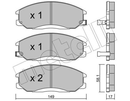 Тормозные колодки (передние) Hyundai Santa Fe/Trajet 00-12/Ssangyong Actyon/Kyron 05-/Rexton 02- Metelli 22-0364-0 (фото 1)