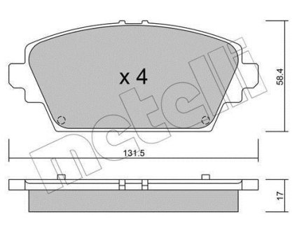 Колодки гальмівні (передні) Nissan Almera II Tino/Primera III 00-08 Metelli 22-0464-0