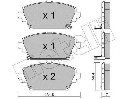 Тормозные колодки (передние) Honda Accord VI 98-03/Nissan Primera 02-/Almera Tino 00-06 Metelli 22-0464-1