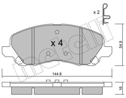 Тормозные колодки (передние) Citroen C4/Peugeot 4008 12-/Mitsubishi Lancer/Outlander 03-/Jeep Compas Metelli 22-0481-0