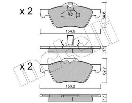 Колодки гальмівні (передні) Nissan Primera 2.0 16V 96-02 Metelli 22-0489-0