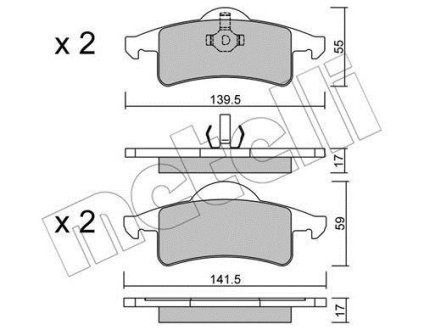 Тормозные колодки (задние) Jeep Grand Cherokee II 99-05 Metelli 22-0526-0