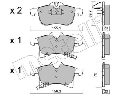 Комплект тормозных колодок (дисковых).) Metelli 22-0539-0