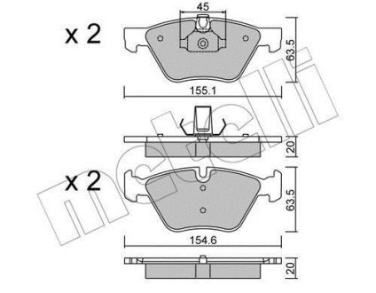 Комплект тормозных колодок (дисковых).) Metelli 22-0557-3