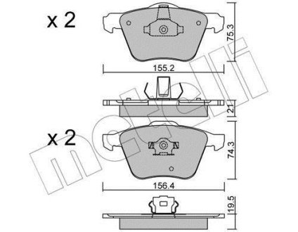 Тормозные колодки (передние) Volvo XC90 02-14 Metelli 22-0599-0