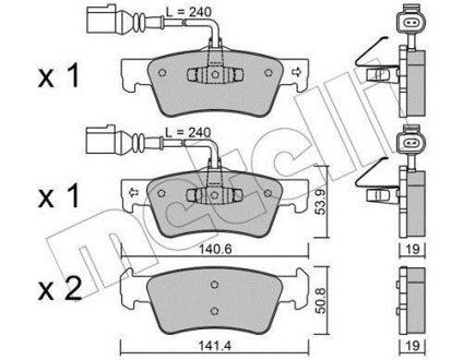 Тормозные колодки (задние) VW Touareg 2.5 TDI 02-10 Metelli 22-0661-0