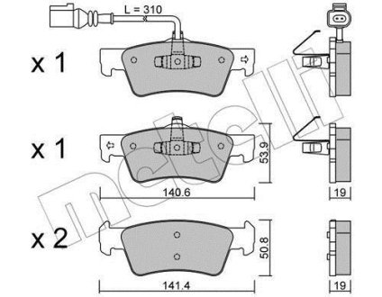 Колодки тормозные (задние) VW T5/Multivan V 03-15 (+датчик)) Metelli 22-0661-1