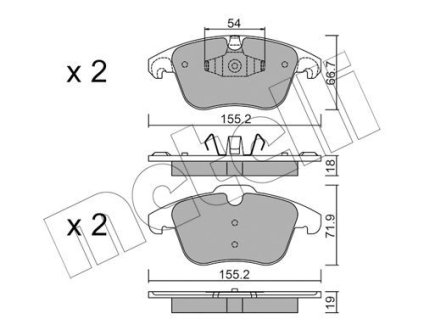 Колодки гальмівні (передні) Citroen C4 20-/Peugeot 208/2008 12- Metelli 22-0675-7