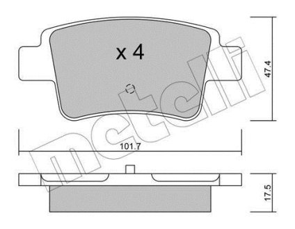 Колодки гальмівні (задні) Fiat Grande Punto 05-/Opel Corsa D 06-14 Metelli 22-0705-0