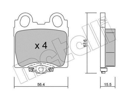 Колодки гальмівні (задні) Lexus GS II/IS I 97-05/Toyota Crown VI 99-03 Metelli 22-0758-0