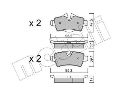 Тормозные колодки (задние) Mini (R56)/Roadster (R59)/Clubman (R55) 06-06 Metelli 22-0769-0