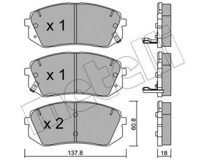 Тормозные колодки (передние) Hyundai i30/Kona/Kia Pro Ceed/Soul 14- Metelli 22-0783-1